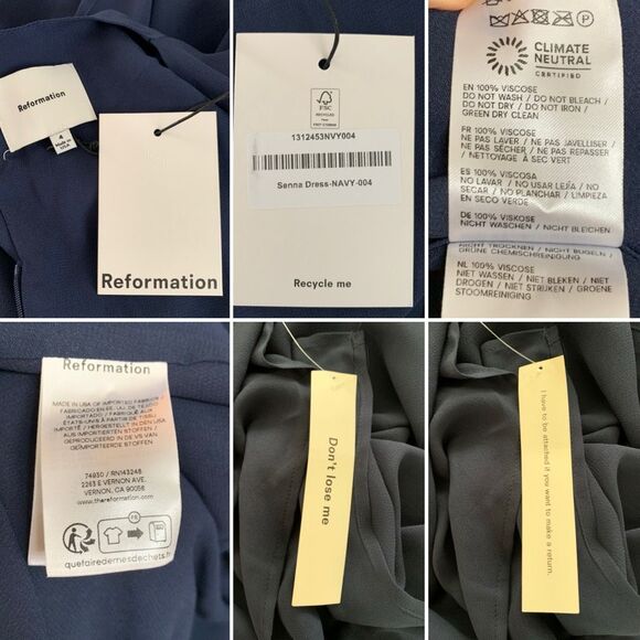 Reformation Senna Draped Neck Georgette Maxi Dress Navy Size 4 - Picture 11 of 12